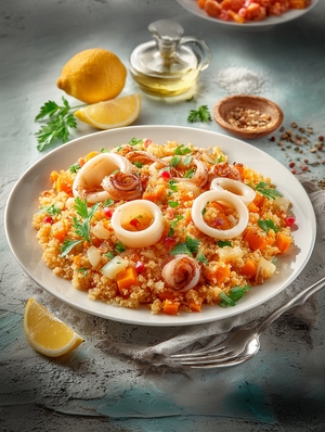 Плов из булгура с кальмаром готовое блюдо Это Норма