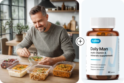 Программа питания для похудения мужчине + Подарок витаминный комплекс Дейли Мен Это Норма