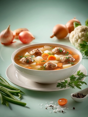 Суп овощной с мясными фрикадельками готовое блюдо Это Норма